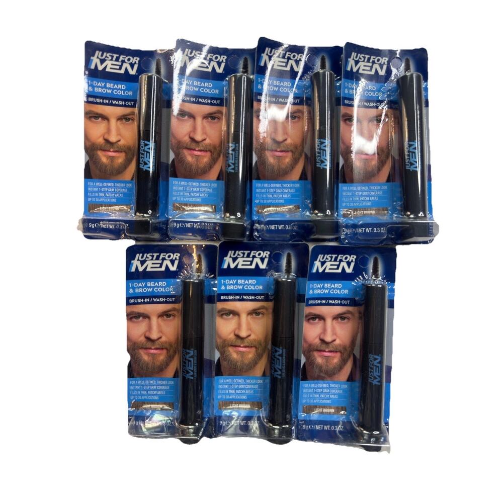 Just For Men 1-Day Beard &‎ Brow Color Light Brown Temporary 7 Packs 0.3oz